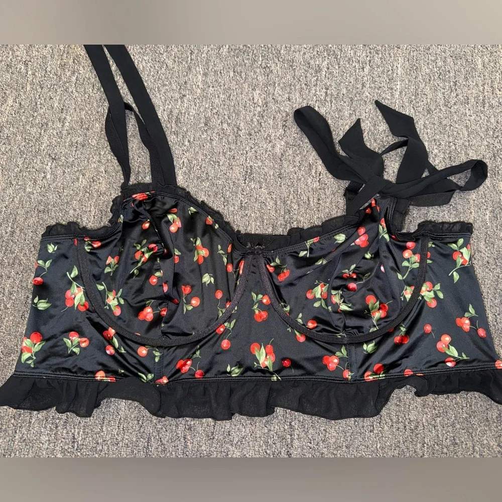Black Cherry Print Longline Underwire Bralette